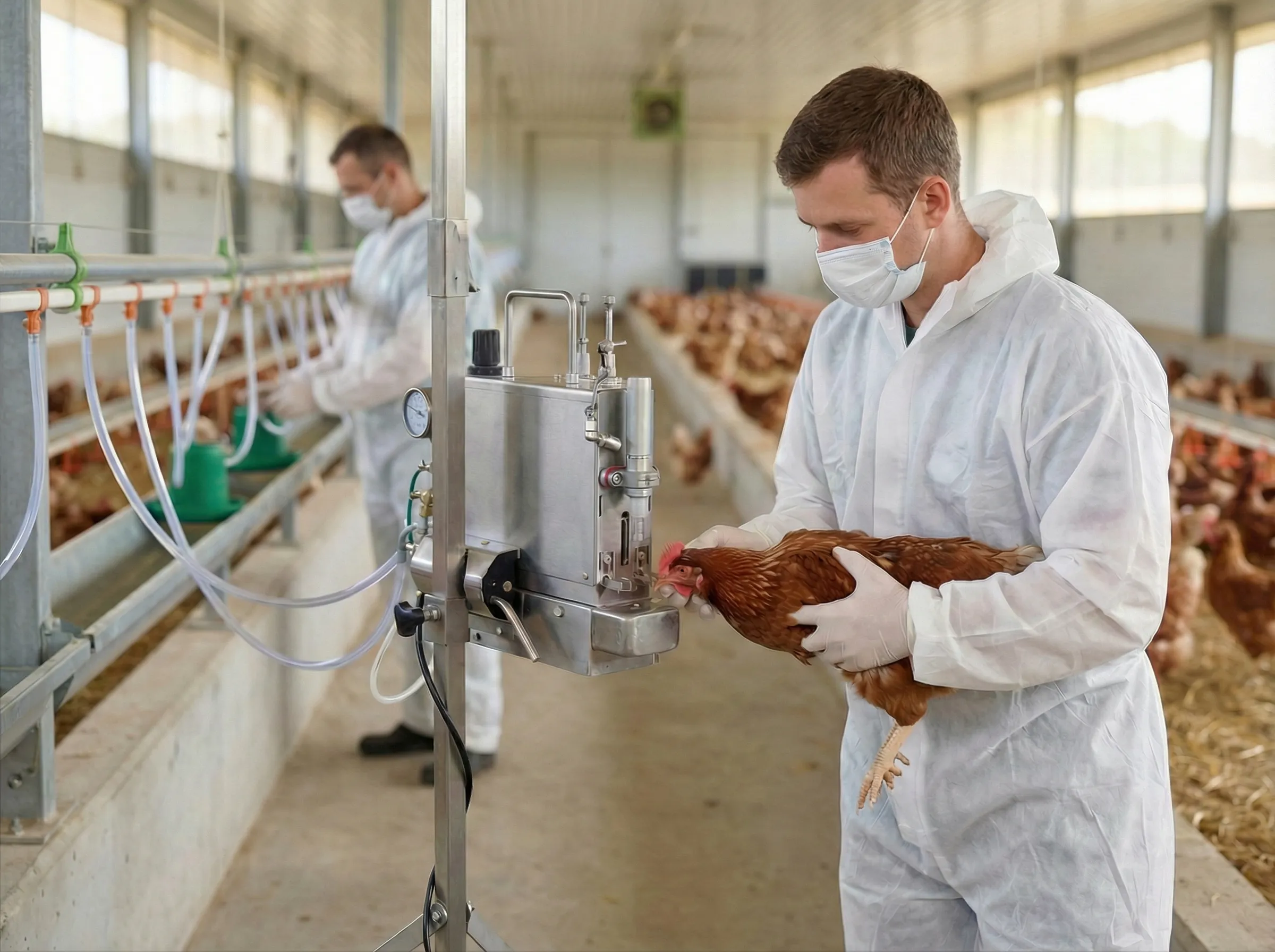 Impfung von Hühnern – moderne Stalltechnik von Lauer Stallservice