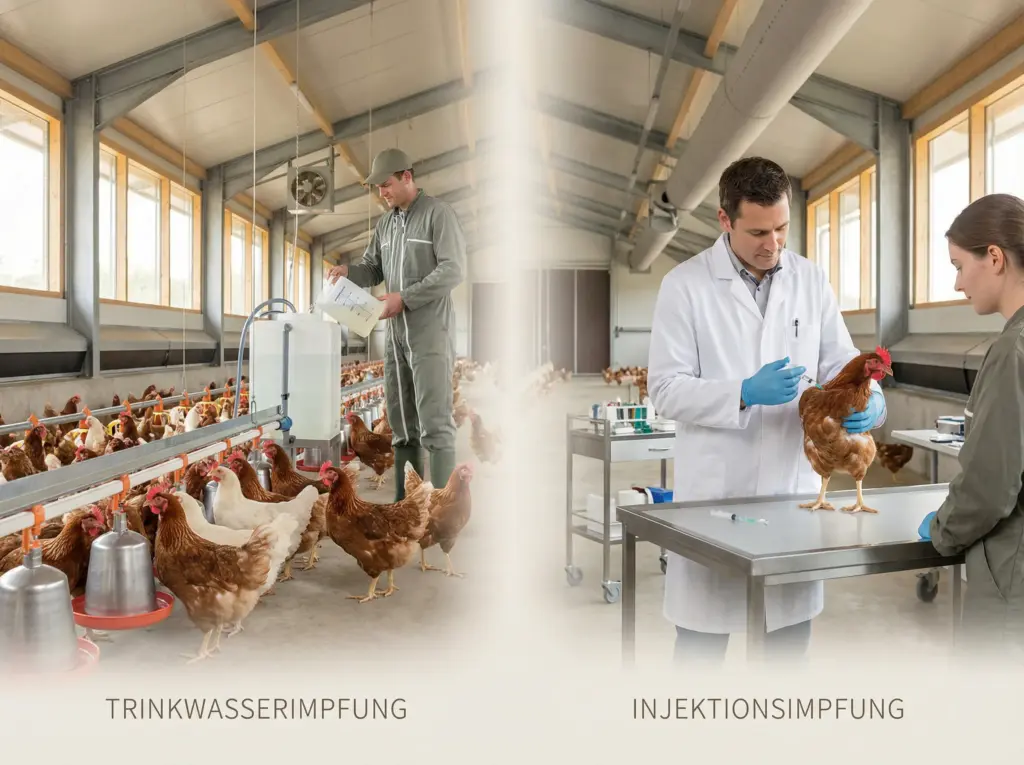 Trinkwasserimpfung vs. Injektionsspritzen - Lauer Stallservice